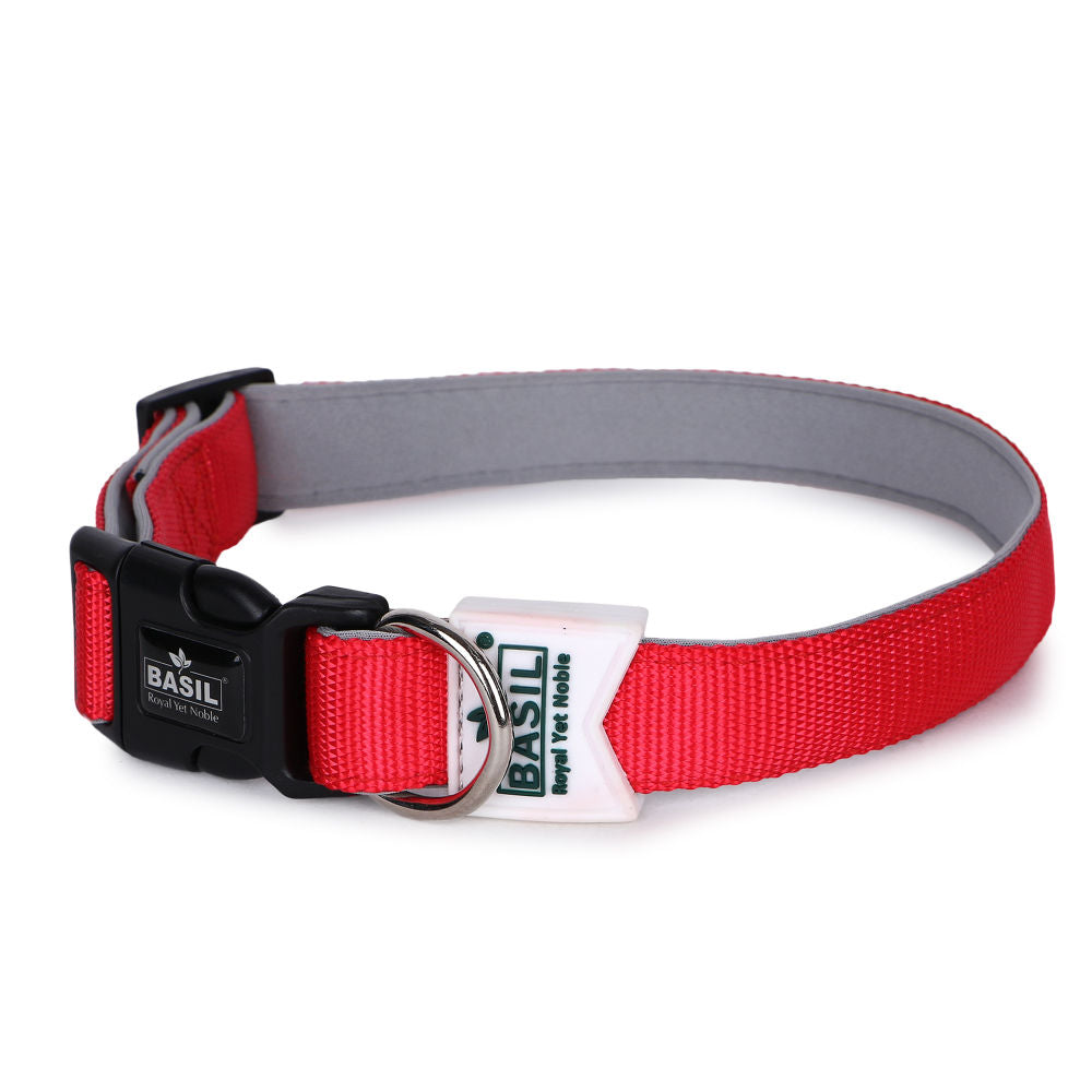 Basil Nylon Padded Collar For Dogs Red