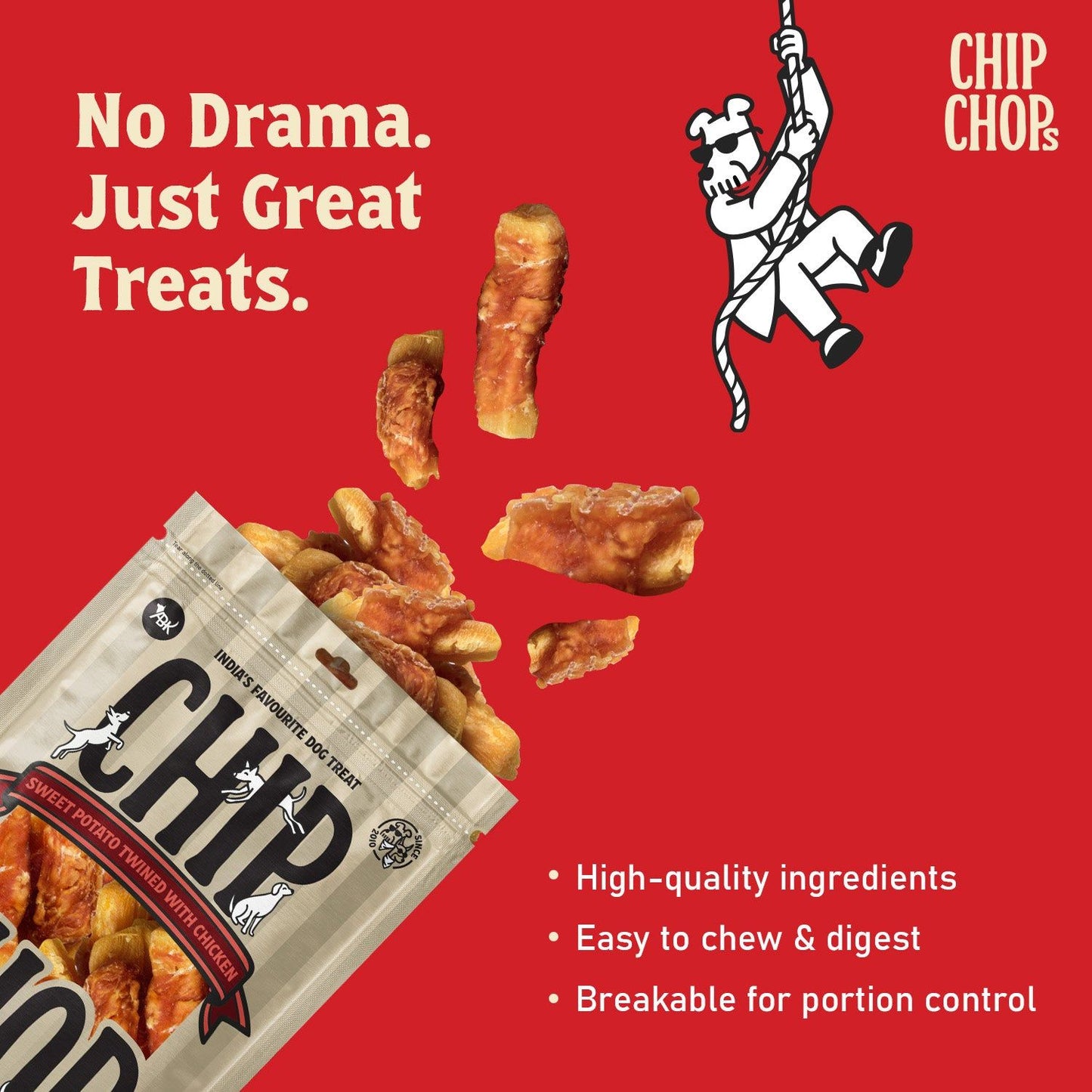 Chip Chops Sweet Potato Chicken Dog Treats — in use