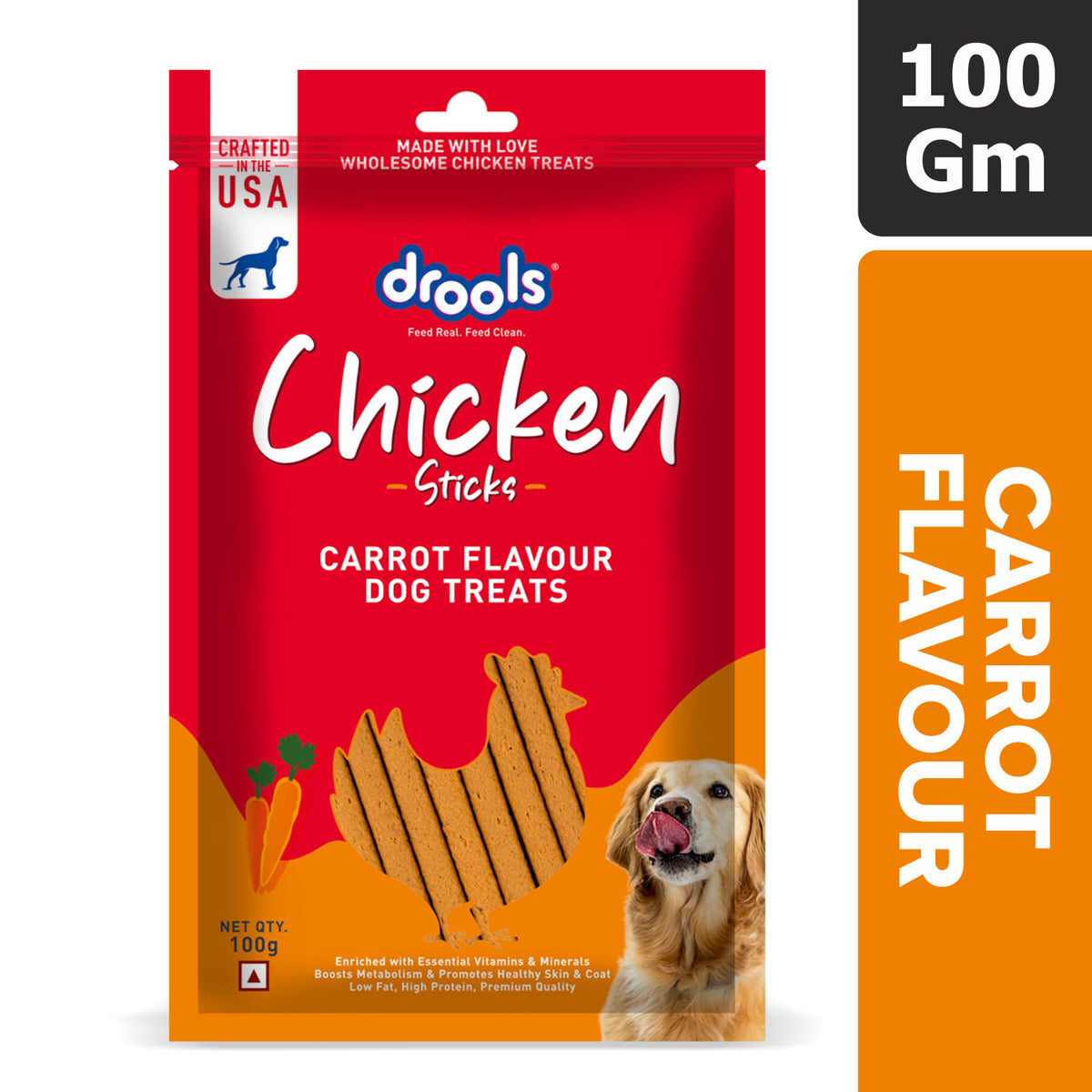 Drools Carrot Flavour Chicken Sticks Treat For Dogs
