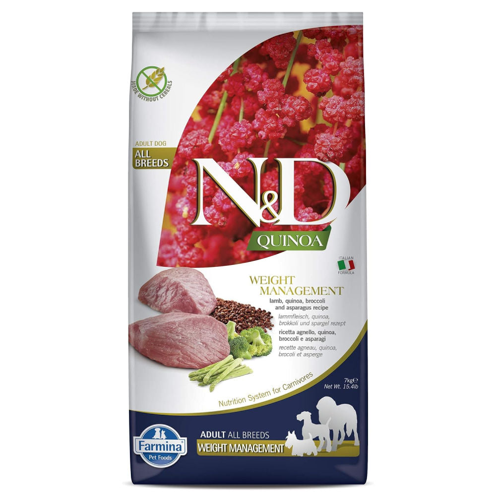 Farmina N&D Quinoa Weight Management Grain Free Medium & Maxi Adult Dog Dry Food — side view