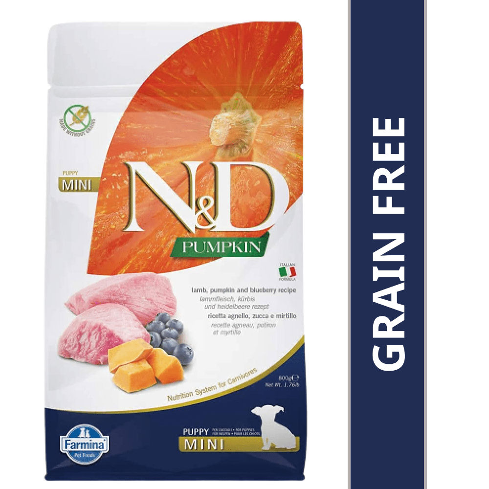 Farmina N D Pumpkin Lamb Blueberry Grain Free Puppy Mini Dog Dry Food Bgb