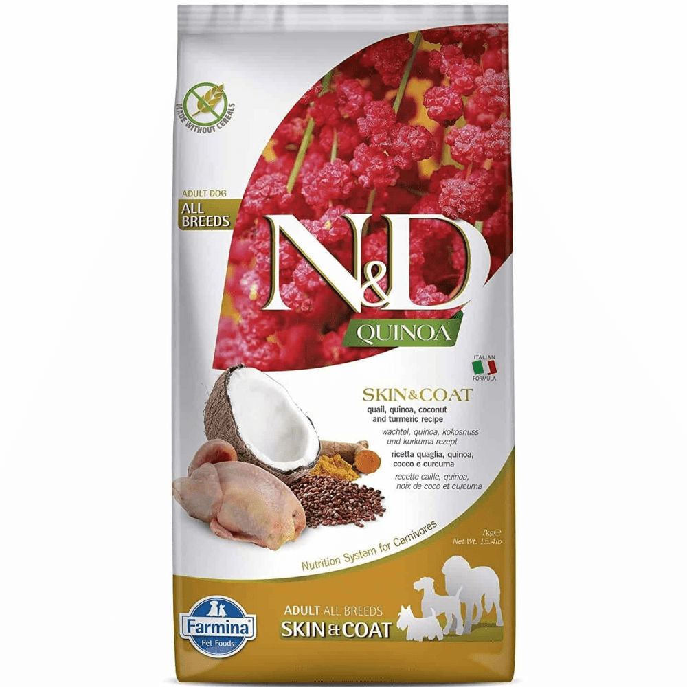 Farmina N&D Quinoa Quail Coconut & Turmeric Skin & Coat All Breed Dog Dry Food — side view