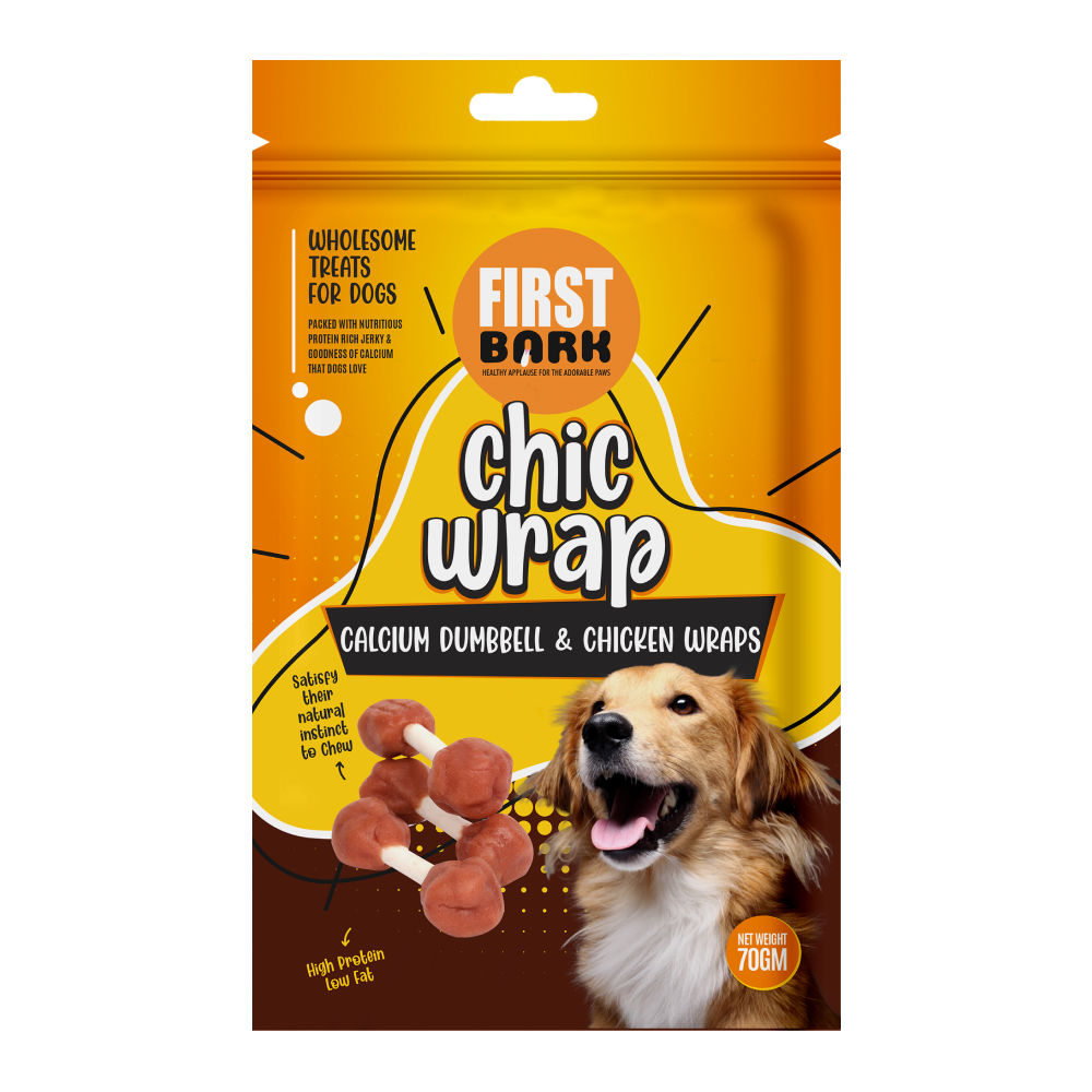First Bark Calcium Dumbbell Chicken Wrap Dog Treats