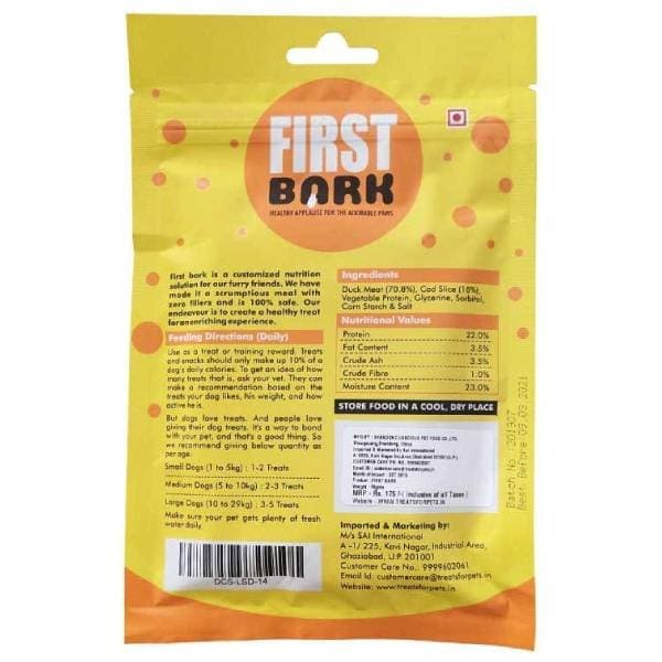 First Bark Duck and Cod Sandwich Dog Treats — side view