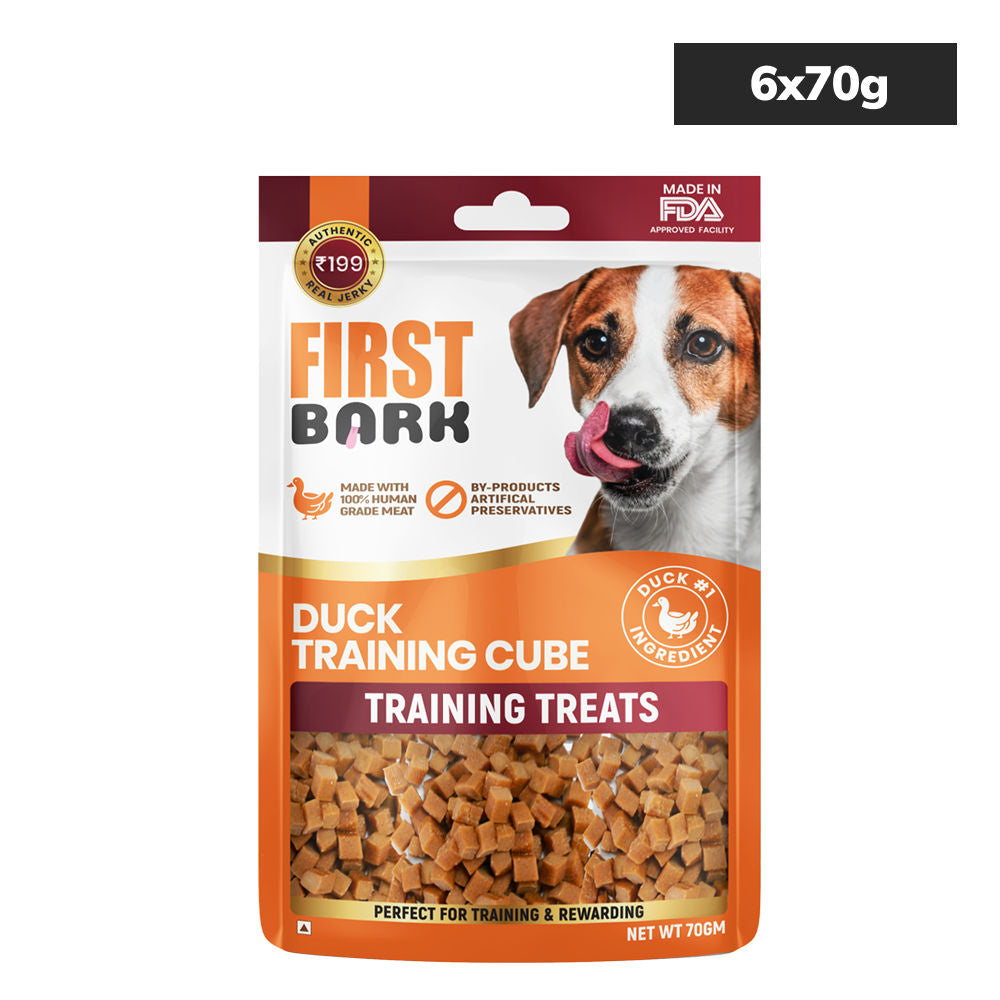 First Bark Duck Training Cubes Jerky Dog Treat — back view
