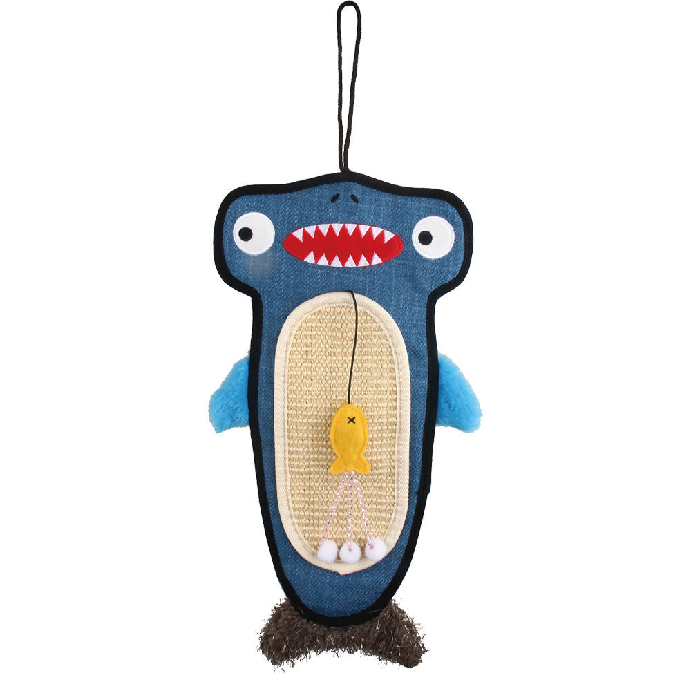 Gigwi Cat Scratcher With Catnip Alligator Toy For Cats Blue