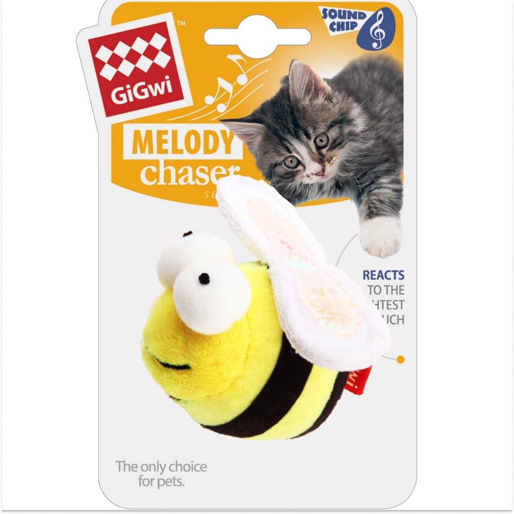 Gigwi Melody Chaser With Motion Activated Sound Chip Bee Toy For Cats