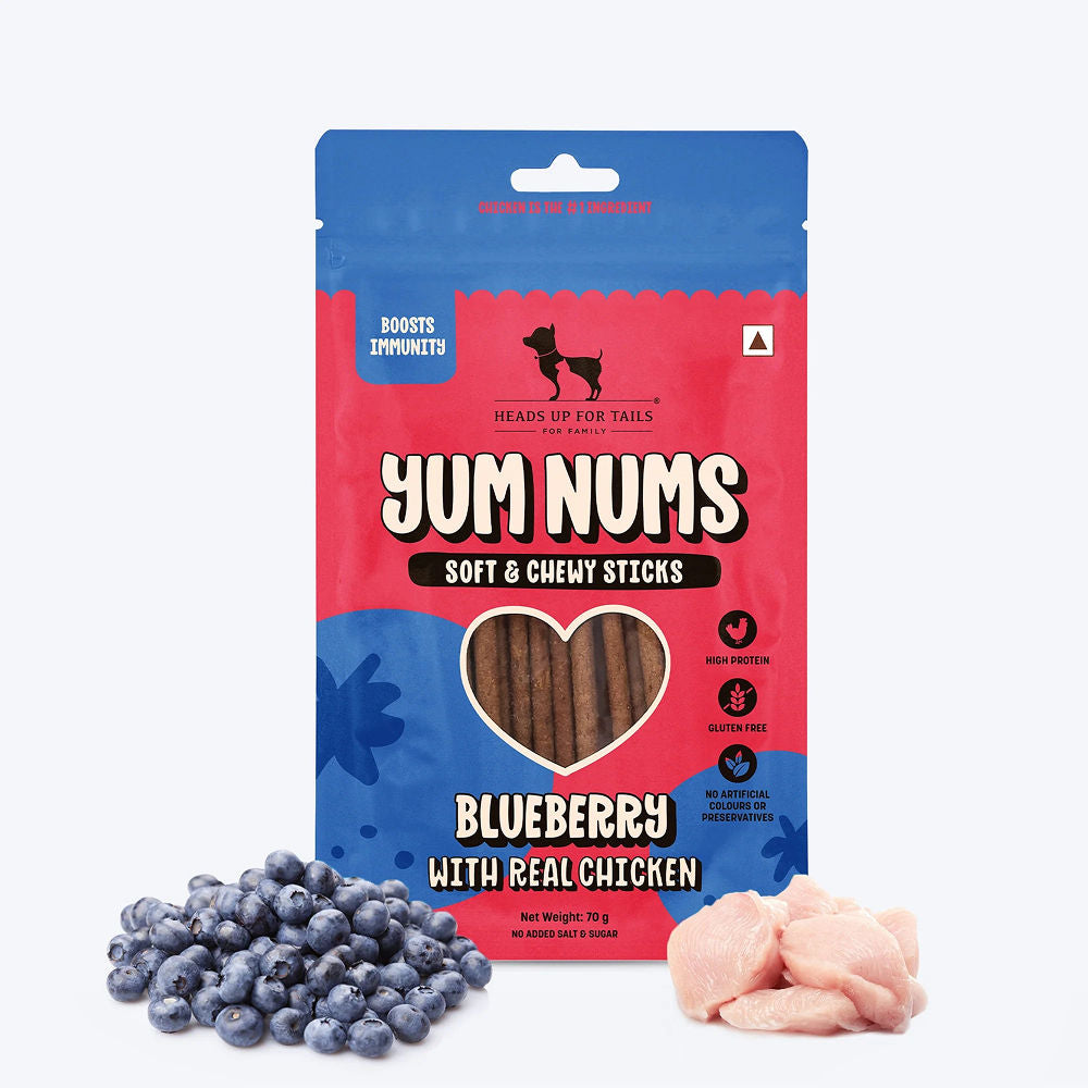 Huft Yum Nums Blueberry With Real Chicken Soft Chewy Sticks Dog Treats