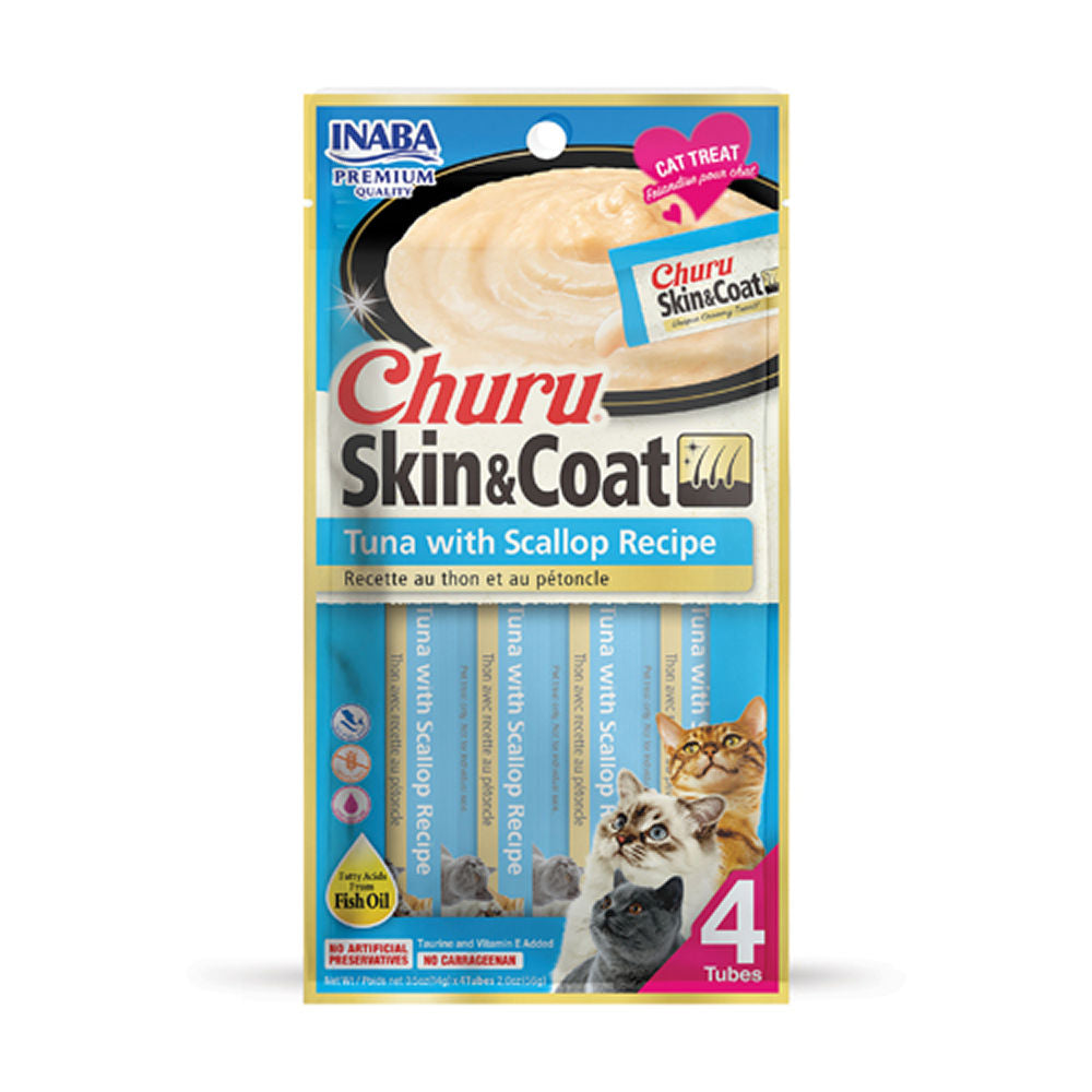Inaba Churu Skin Coat Tuna With Scallop Cat Treats