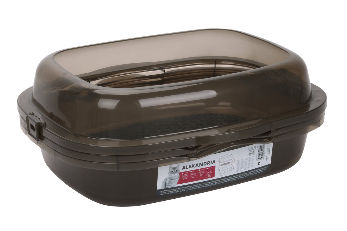 M Pets Alexandria 2 Layer Cat Litter Tray For Cats Taupe Grey