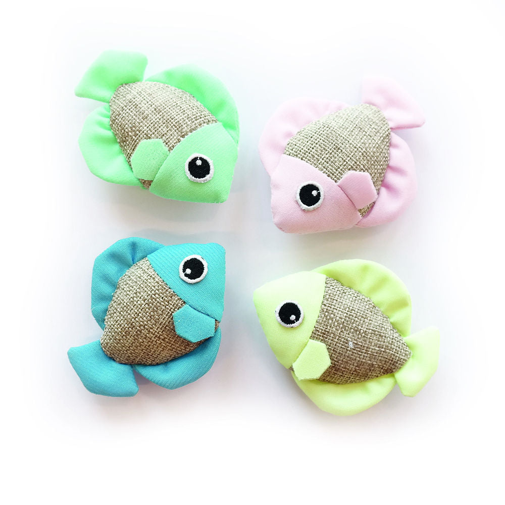 M Pets Fish Wand Toy For Cats Yellow Blue Green And Pink