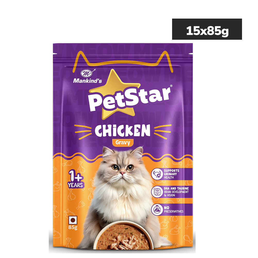 mankind-petstar-chicken-gravy-adult-cat-wet-food 15x85g