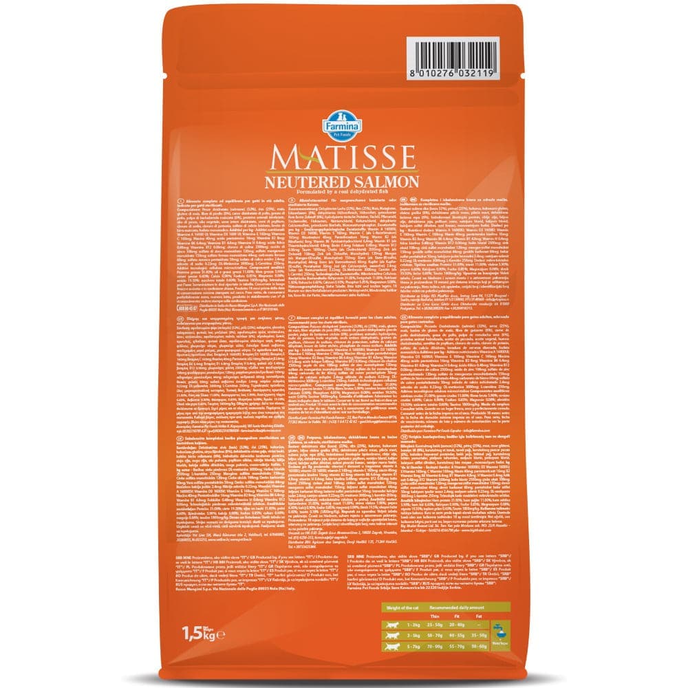 Farmina Matisse Neutered Salmon Cat Dry Food — back view