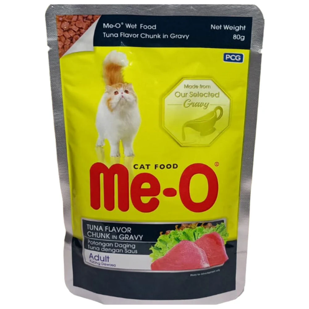 Me O Tuna Flavour Chunk in Gravy Adult Cat Wet Food — back view