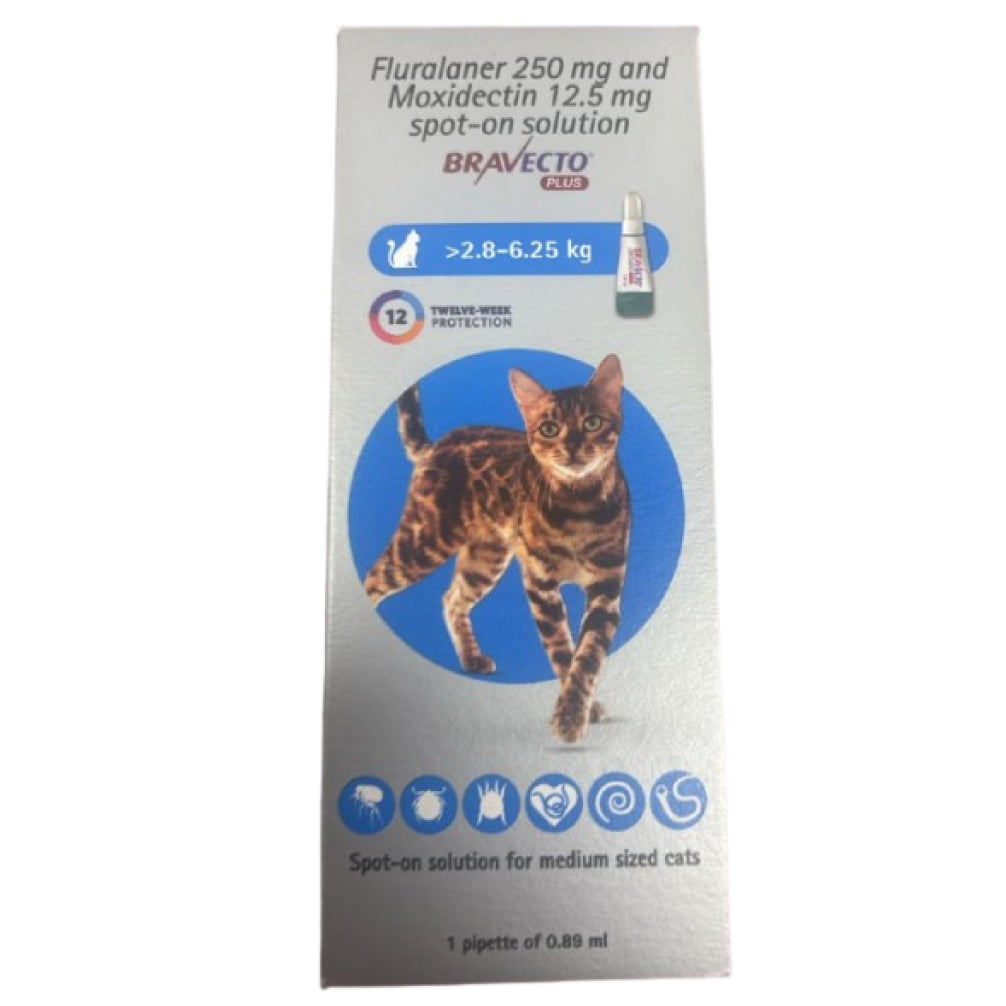 MSD Animal Health Bravecto 250mg (Fluralaner) Spot On Solution for Medium Sized Cats