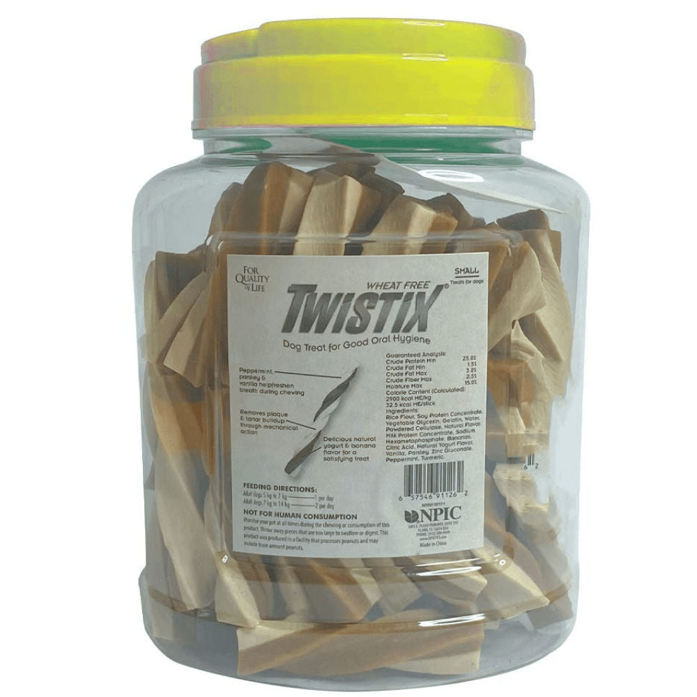 NPIC Twistix Yogurt & Banana Canister Dog Treats — back view
