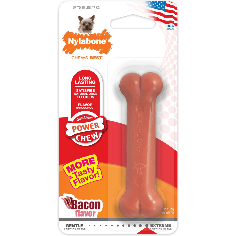 Nylabone Bacon Flavored Power Chew Bone Brown
