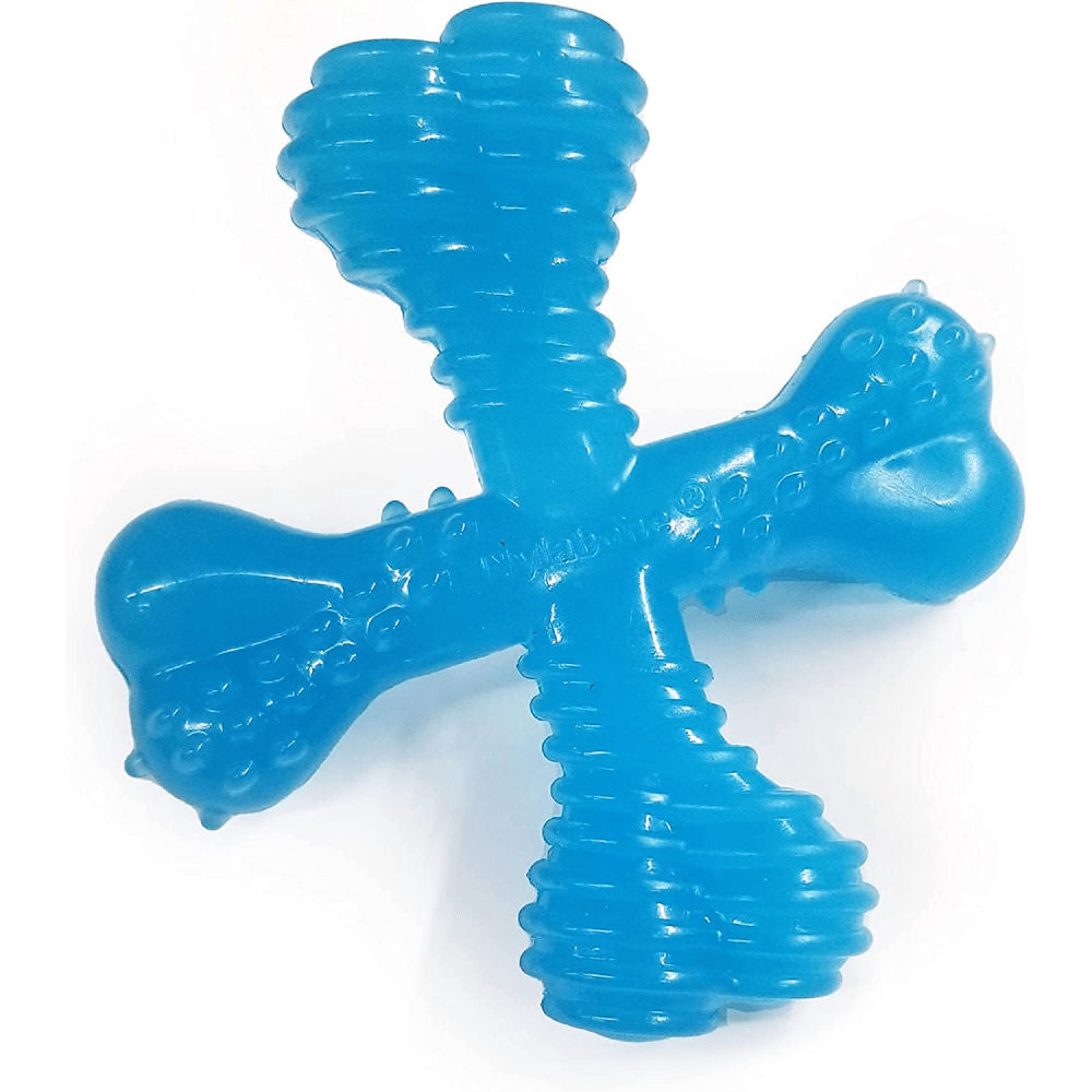 Nylabone Puppy Teething Beef Flavoured Chew X Bone Toy For Dogs Blue