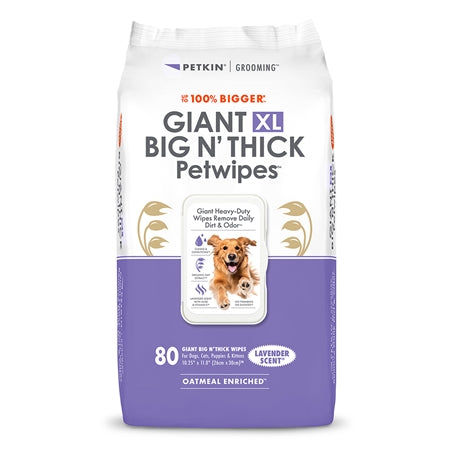 Petkin Gaint Big N Thick Lavender Scented Petwipes For Dogs And Cats