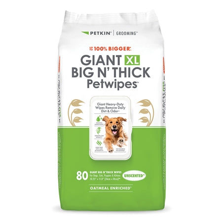 Petkin Gaint Big N Thick Unscented Petwipes For Dogs And Cats