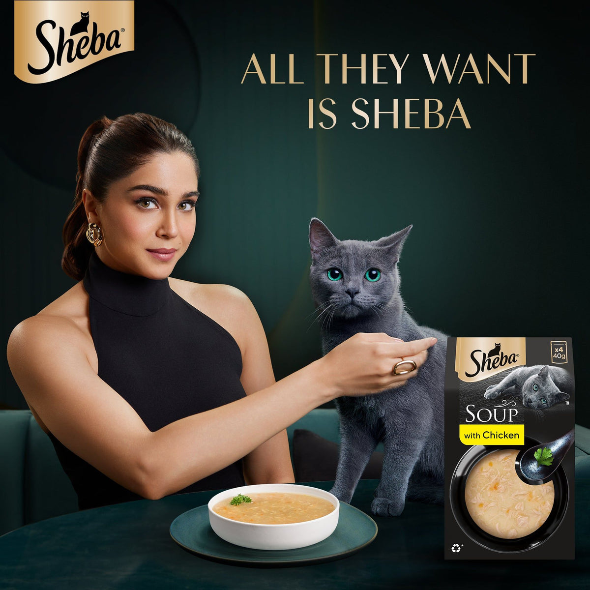 Sheba Soup with Chicken Adult Cat Wet Food — side view