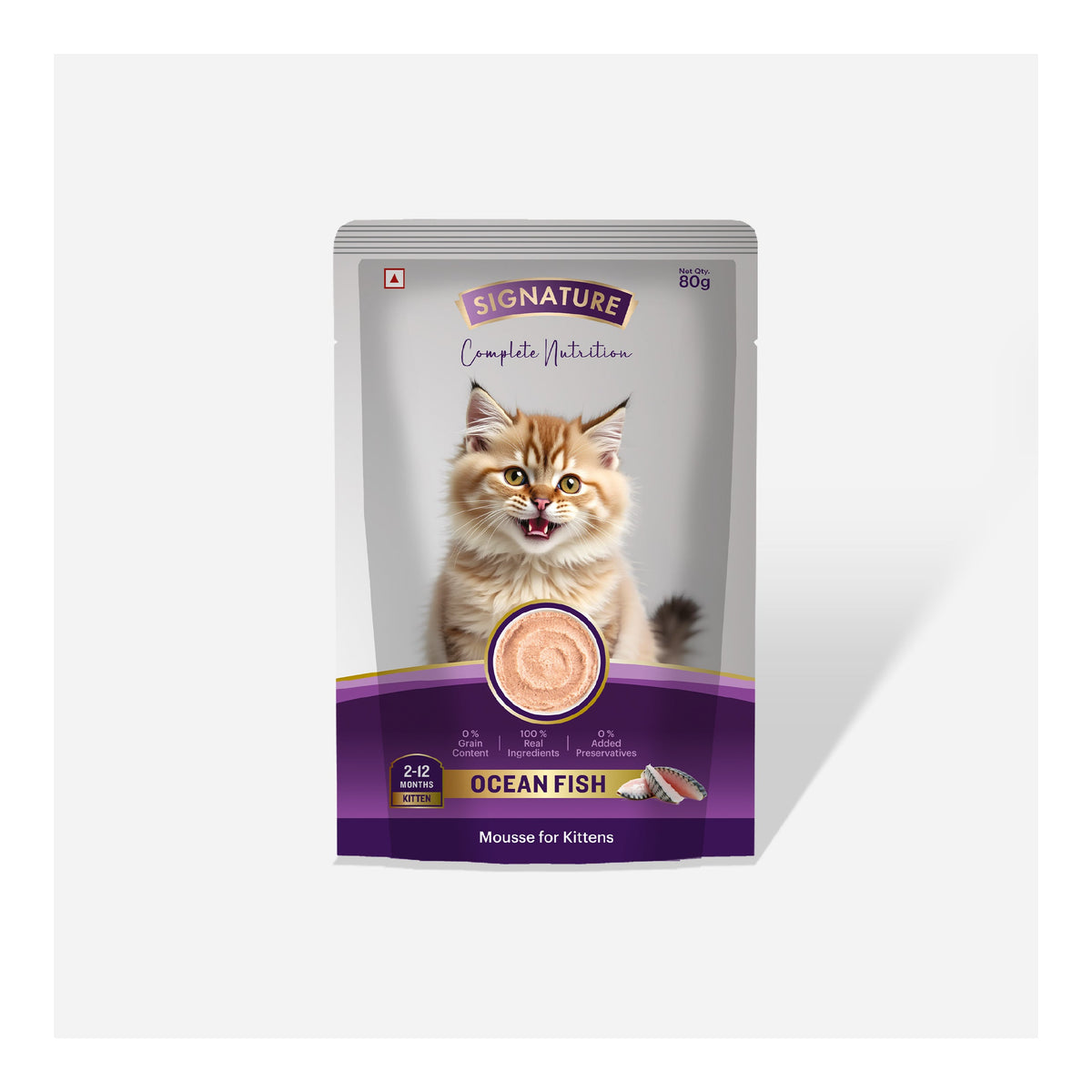 Signature Grain Zero Ocean Fish Mousse Kitten Cat Wet Food — in use