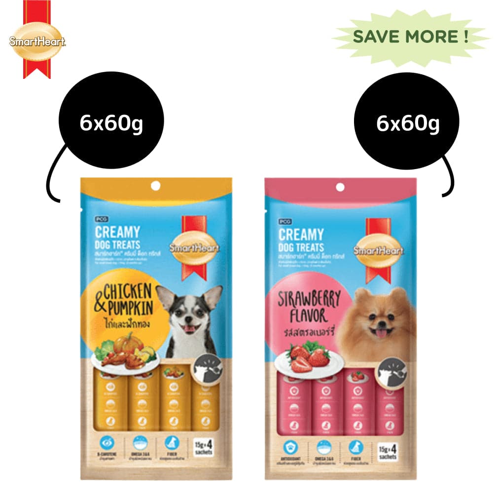 Smartheart Chicken Strawberry And Chicken Pumpkin Creamy Treat For Dogs Combo