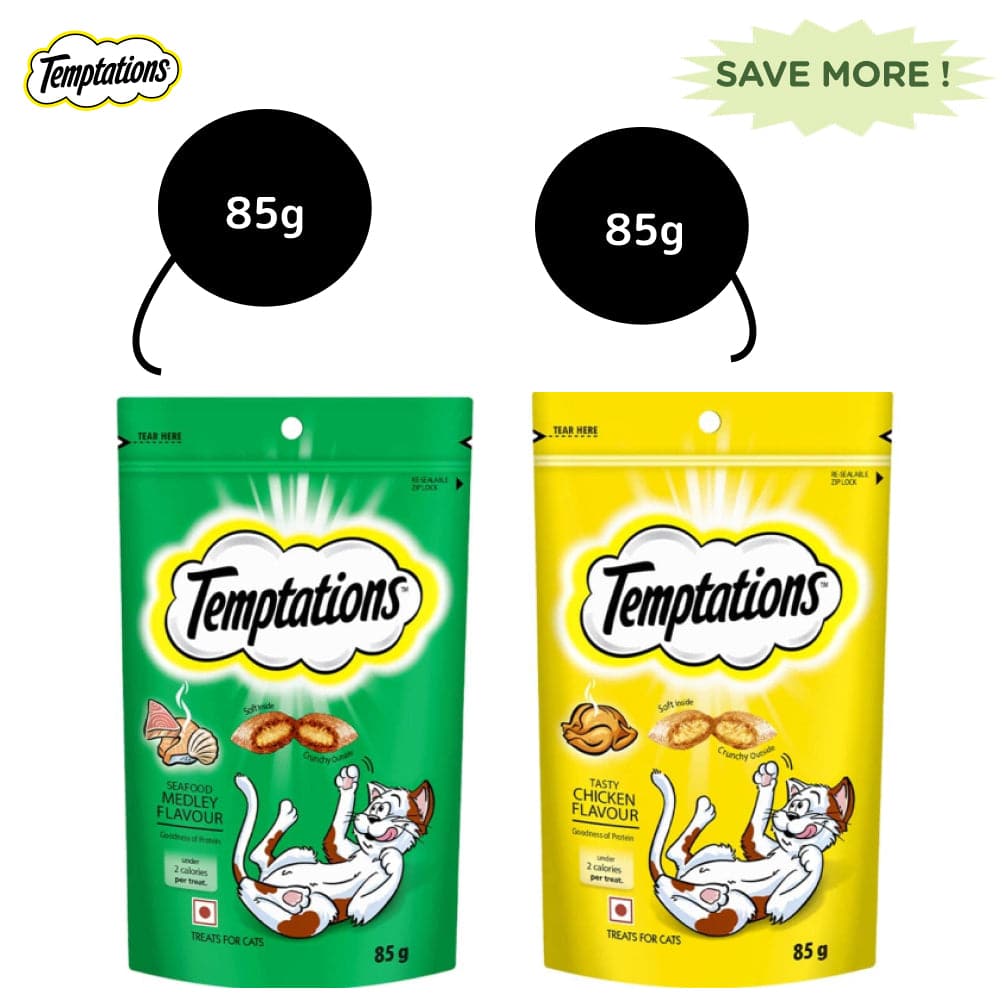 Temptations Tasty Chicken And Seafood Medley Flavour Cat Treats Combo