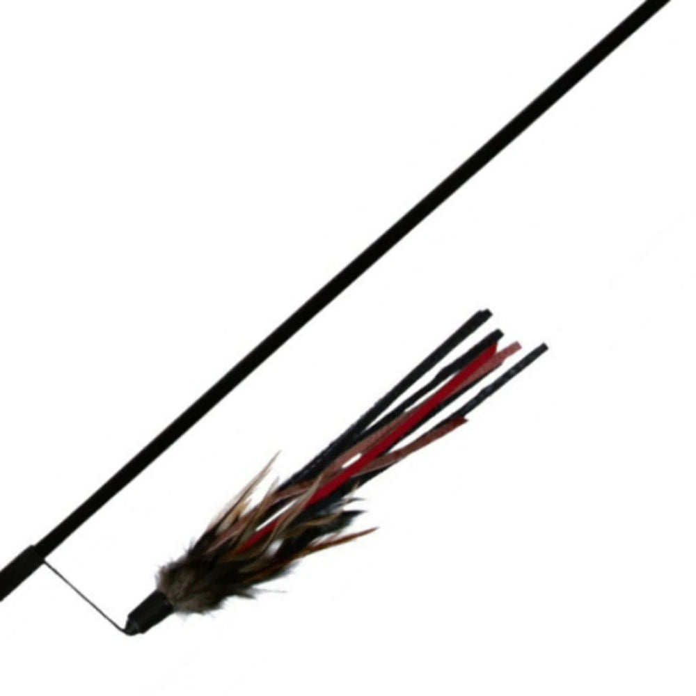 Trixie Playing Rod with Leather Straps and Feathers Toy for Cats — back view