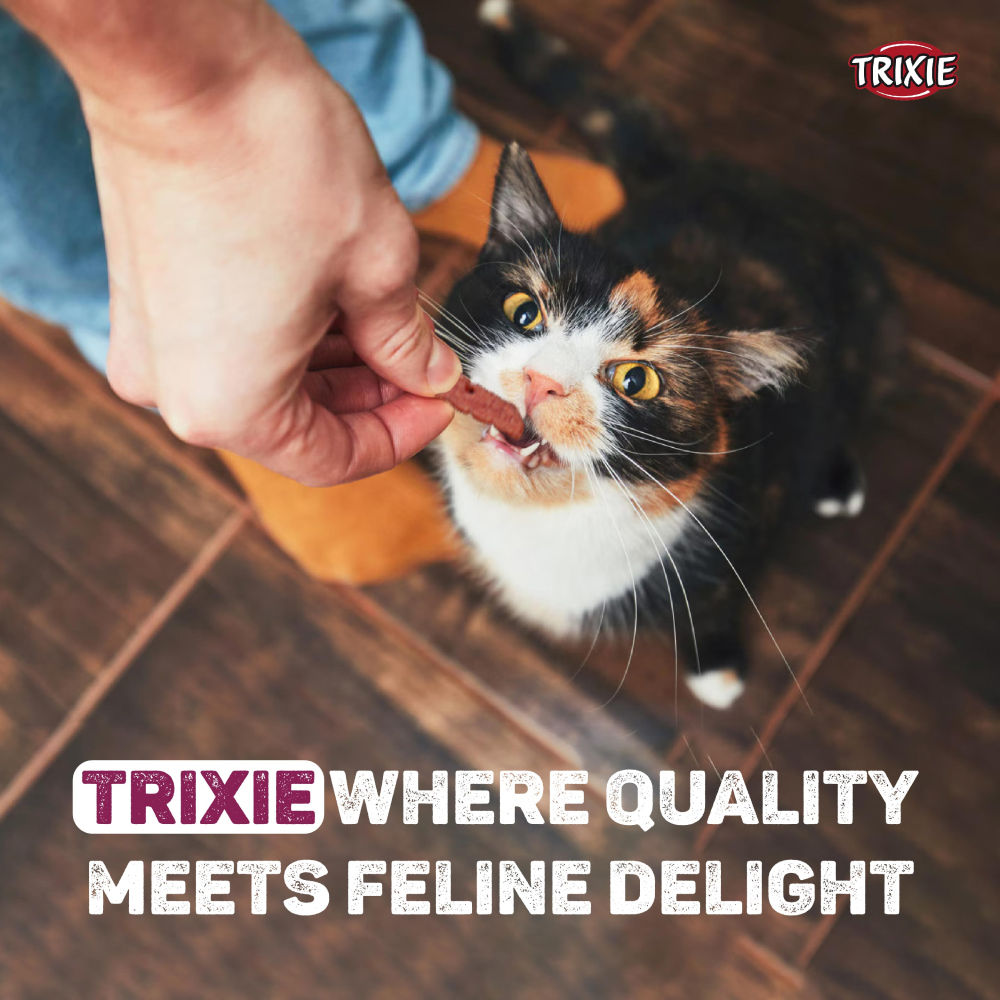 Trixie Premio Duck Filet Bites Cat Treats — in use