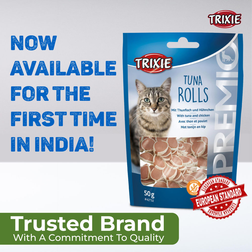 Trixie Premio Tuna Rolls Cat Treats — in use