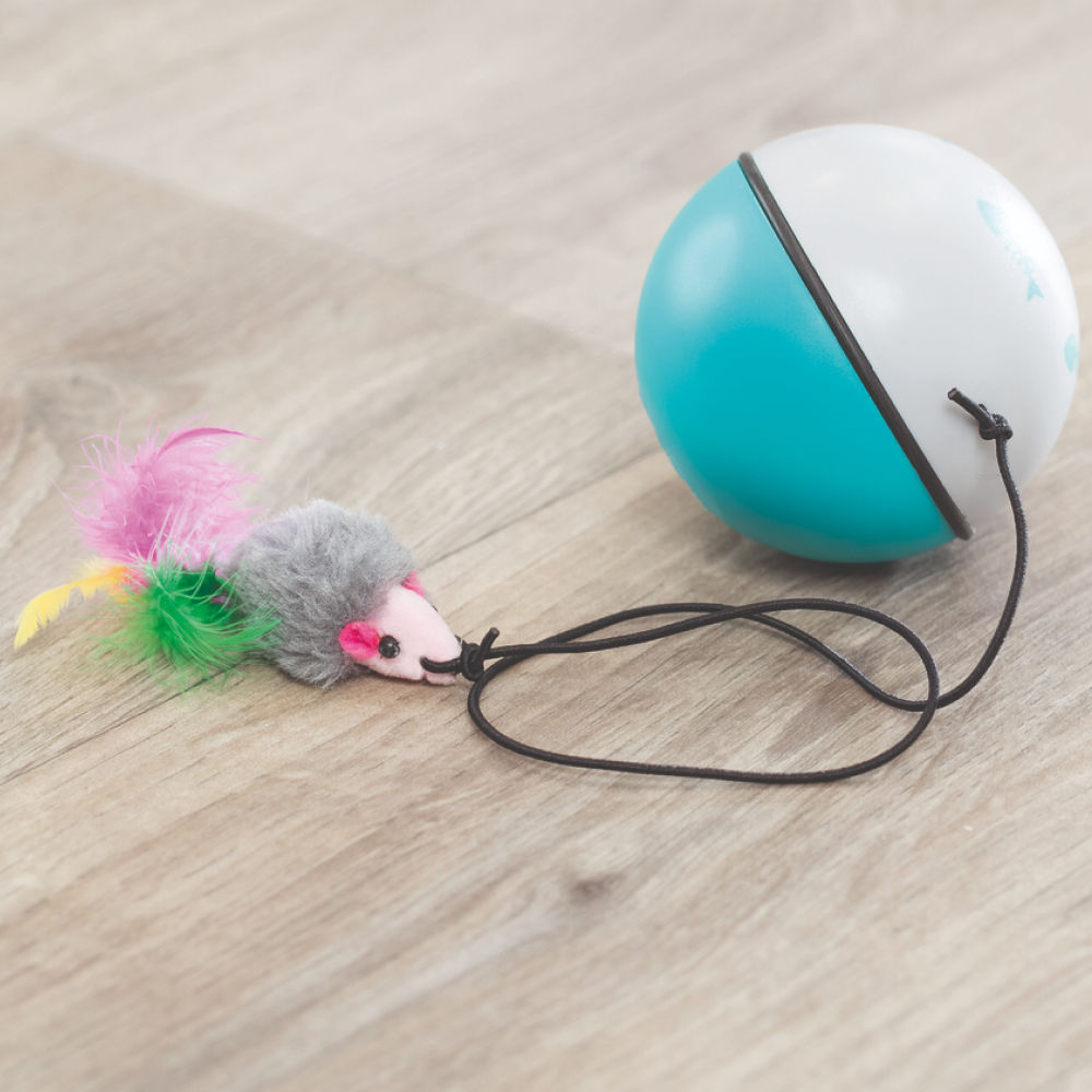 Trixie Turbinio Ball With Motor And Mouse Toy For Cats Blue White