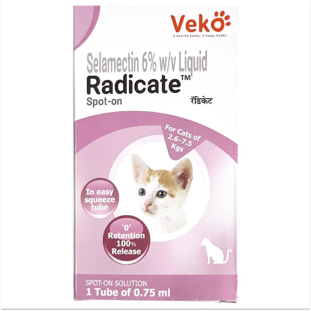 Veko Radicate (Selamectin) Tick and Flea Control Spot On for Cats — side view