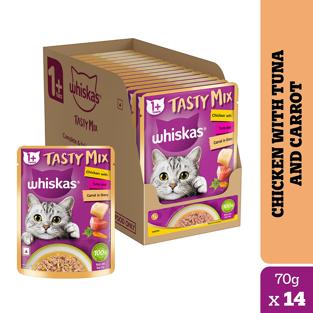 Whiskas Chicken With Tuna And Carrot in Gravy Tasty Mix Adult Cat Wet Food
