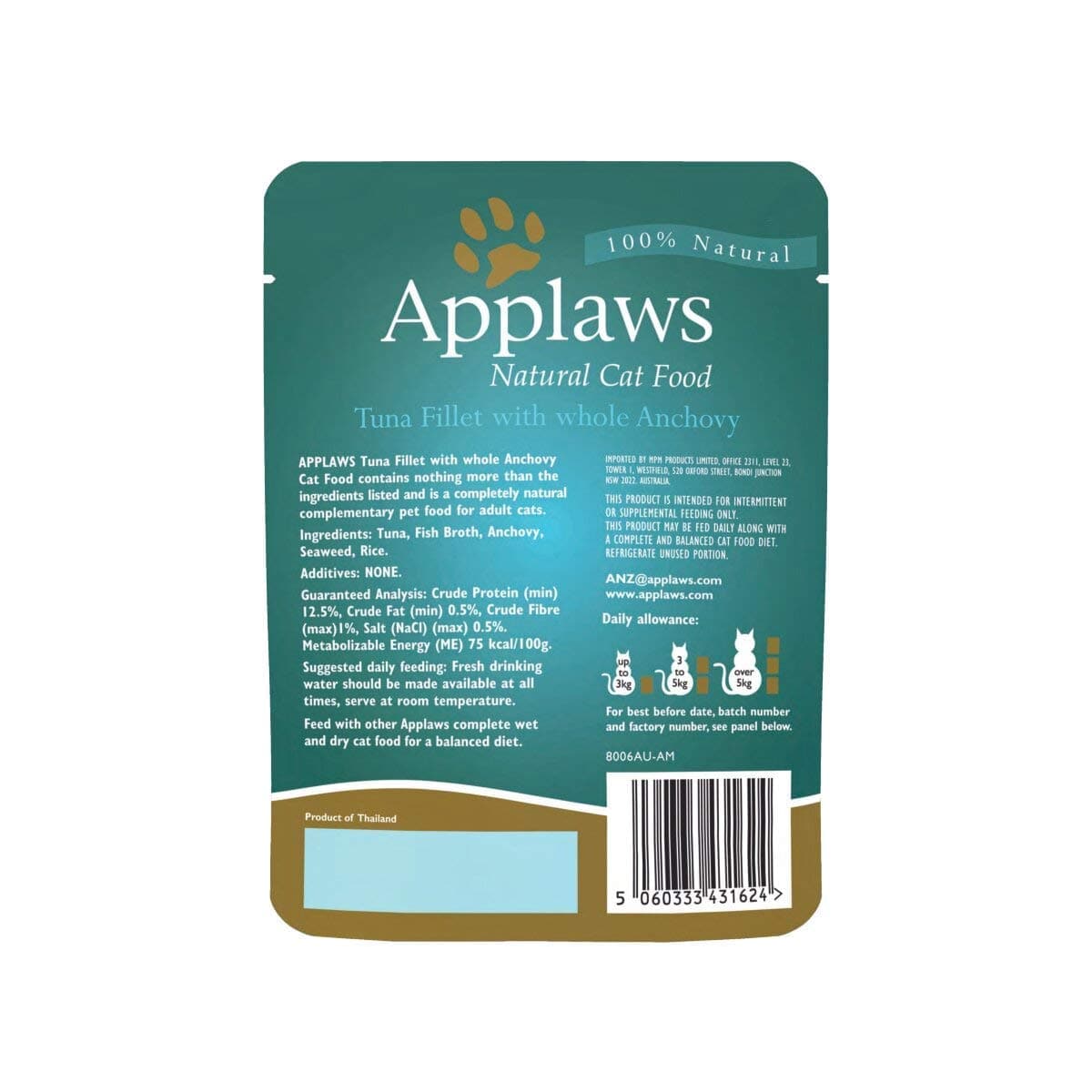 Applaws Tuna Fillet With Whole Anchovy Cat Wet Food - Image 2