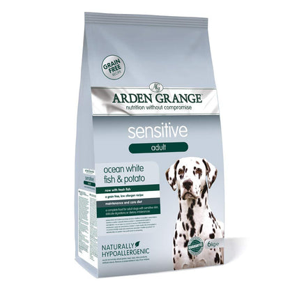 Arden Grange Sensitive Adult Dry Dog Food | Ocean White Fish & Potato — in use