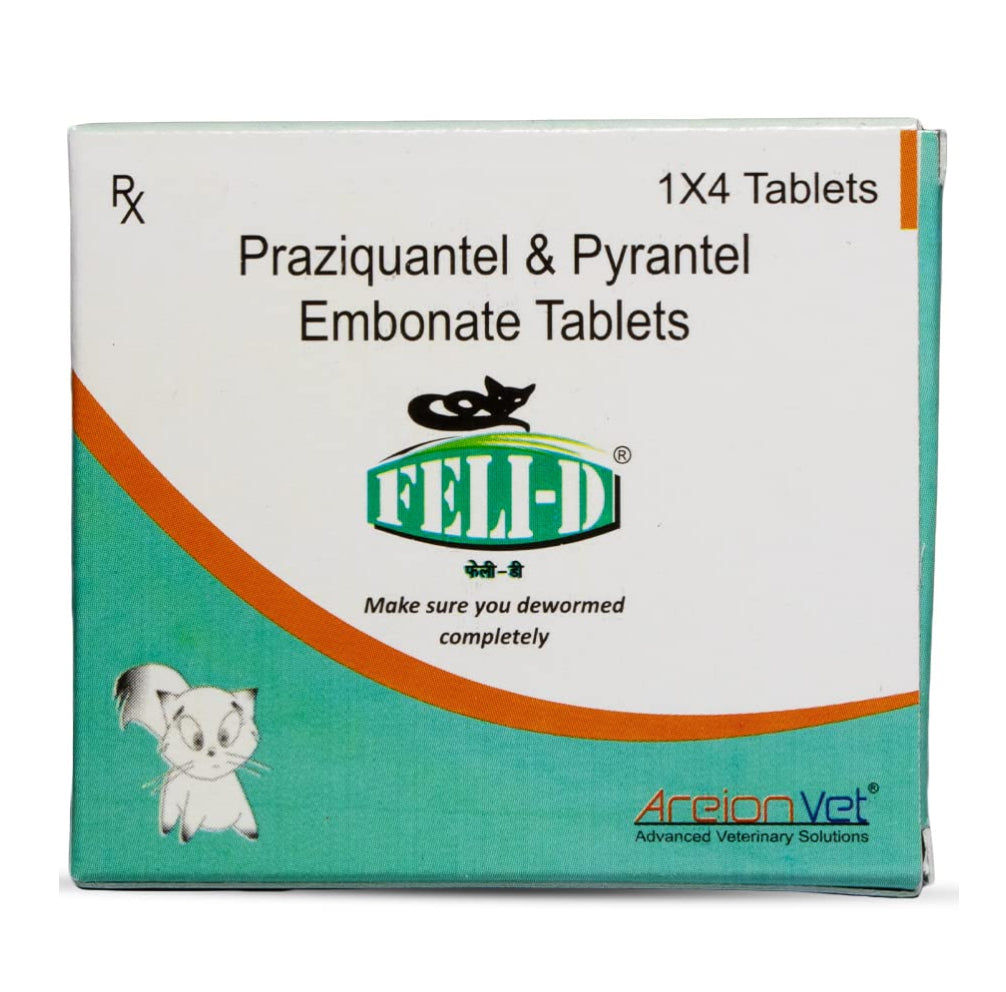 Areion Vet Feli D Kitten Deworming Tablets Pack Of 4 Tablets - Image 2