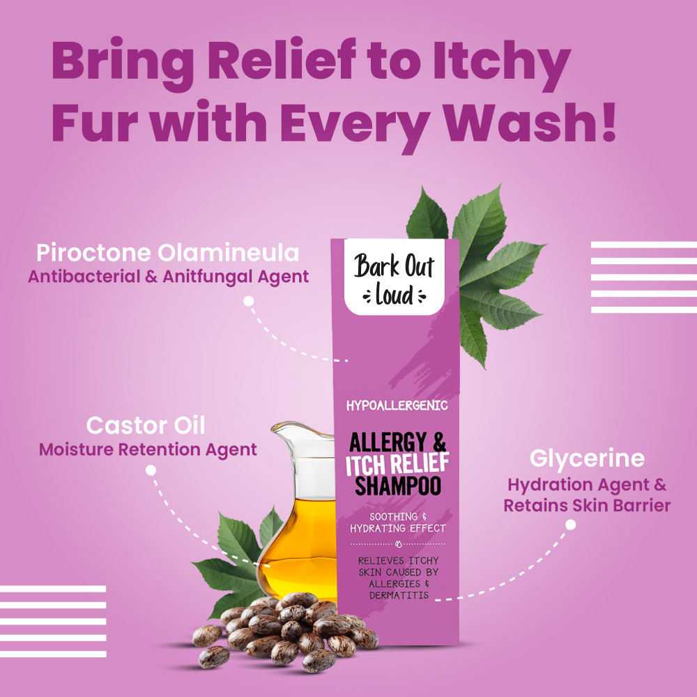 Bark Out Loud Allergy and Itch Relief Shampoo for Dogs and Cats — side view