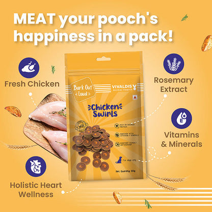 Bark Out Loud by Vivaldis Chicken Swirls Dog Treats — side view