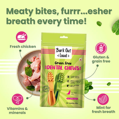 Bark Out Loud by Vivaldis Grain Free Chicken Dental Chews Dog Treats — side view