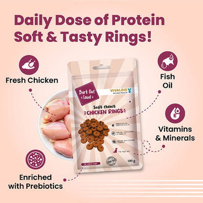 Bark Out Loud Chicken Rings Soft Chews Dog Treats — side view