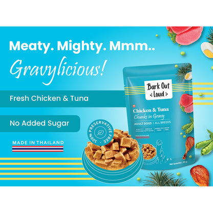 Bark Out Loud Chicken & Tuna Chunks Gravy Adult Dog Wet Food — back view