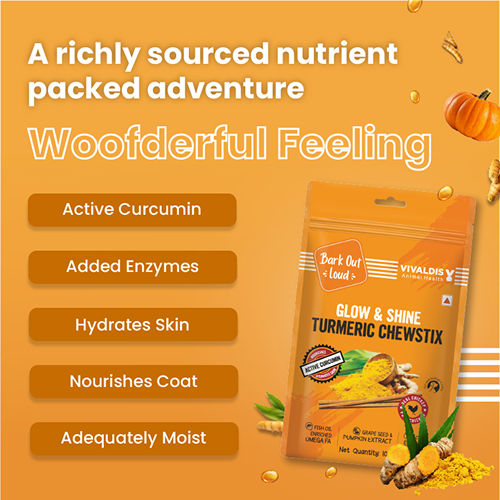 Bark Out Loud Glow and Shine Turmeric Chew Stix for Dogs and Cats — side view