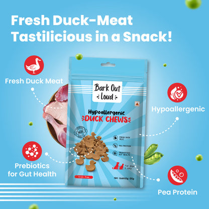 Bark Out Loud Hypoallergenic Duck Meat Treats for Cats and Dogs — side view