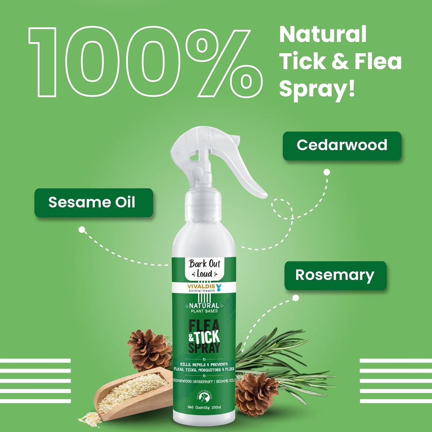 Bark Out Loud Natural Flea & Tick Spray for Dogs and Cats — side view