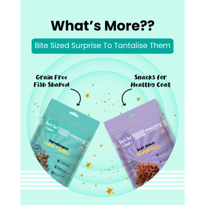 Bark Out Loud Premium Treat Box Chicken and Fish Dog Treat — in use