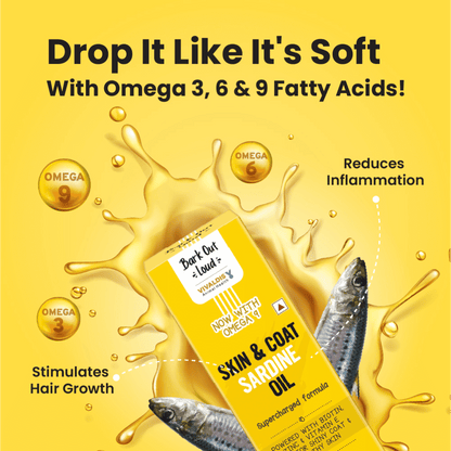 Bark Out Loud Skin & Coat Sardine Oil for Dogs and Cats — in use