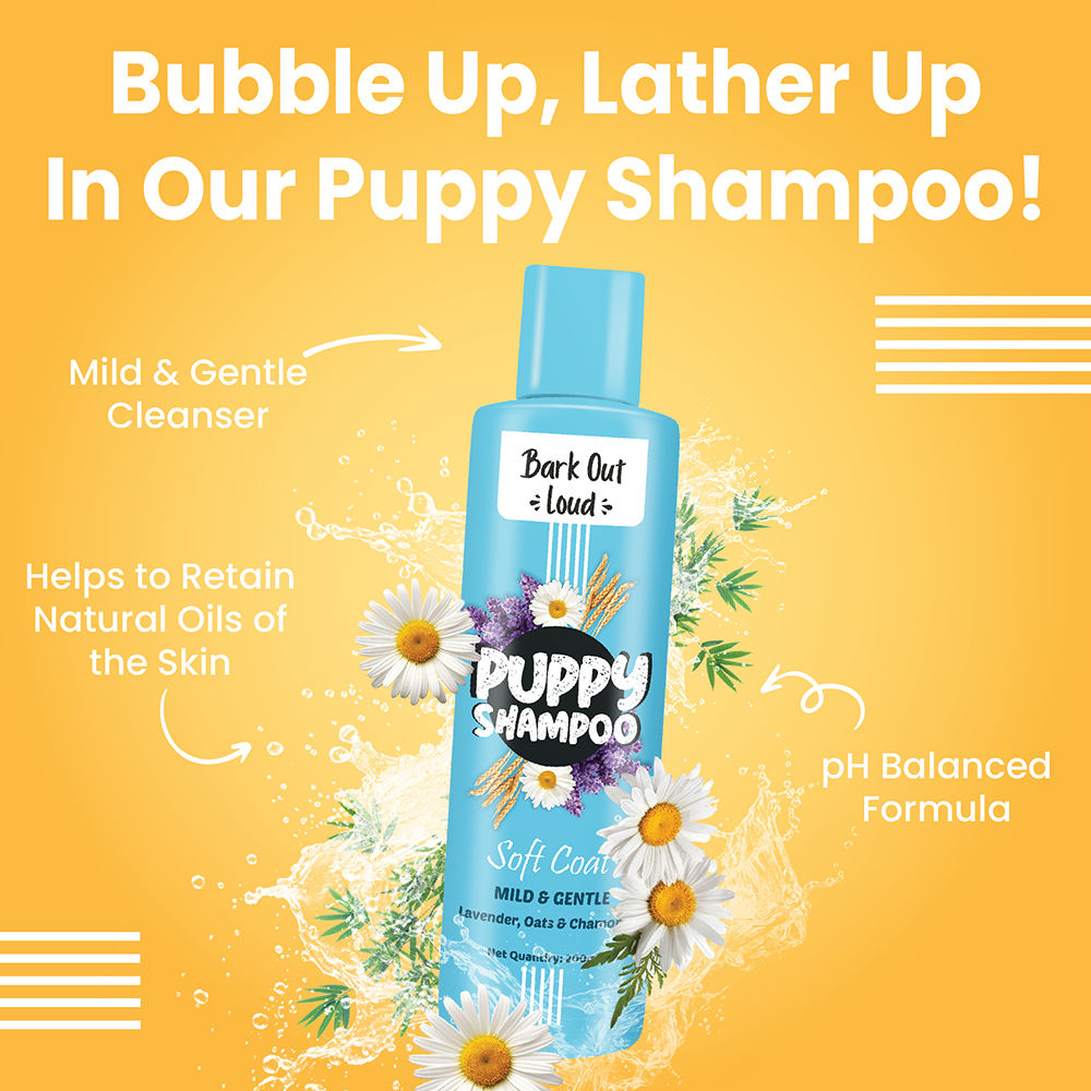 Bark Out Loud Soft Coat Puppy Shampoo for Dogs — side view