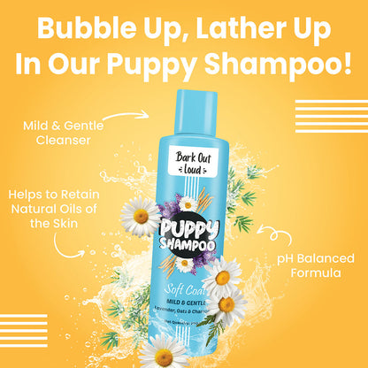 Bark Out Loud Soft Coat Puppy Shampoo for Dogs — side view