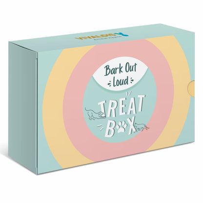 Bark Out Loud Treat Box for Dogs and Cats — in use